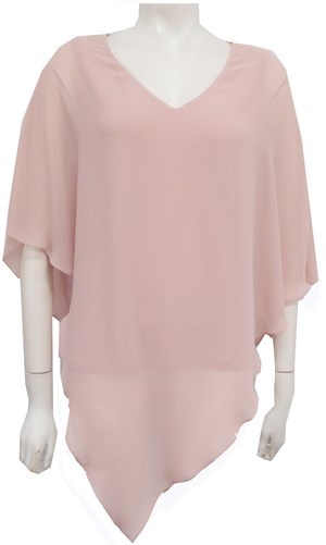 Belinda Chiffon Angled Top With Soft Knit Lining - Baby Pink